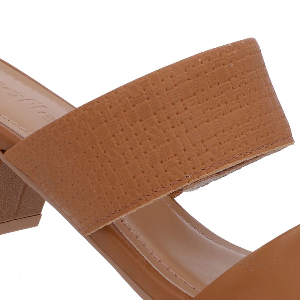 Tamanco Marrom Couro Textura Tiras Marrom 4