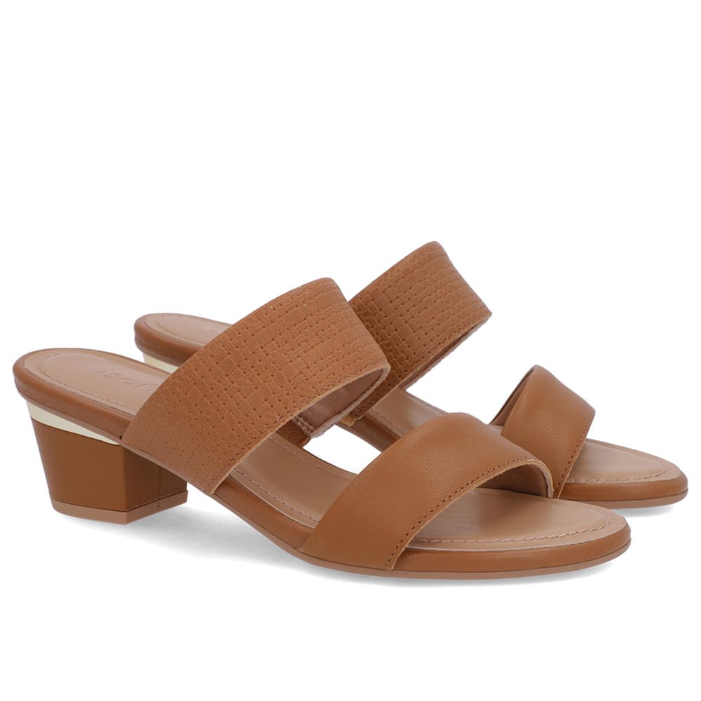 Tamanco Marrom Couro Textura Tiras Marrom 2