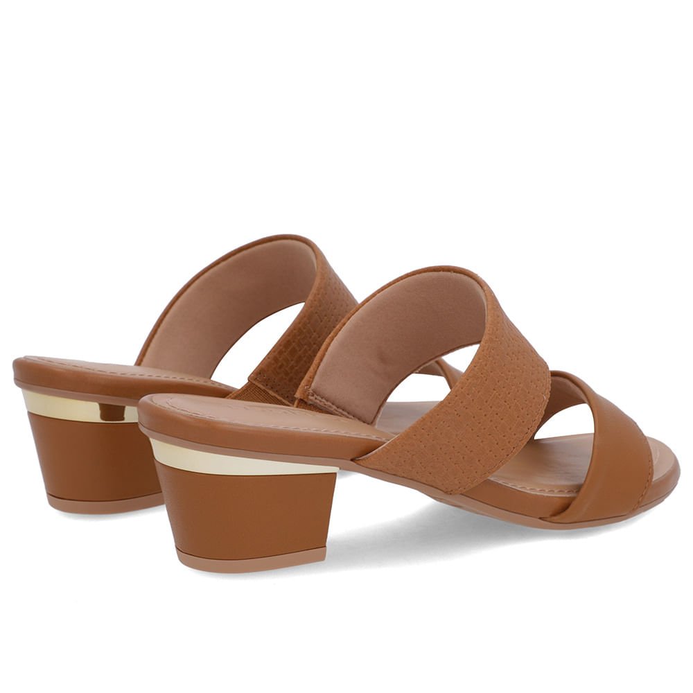 Tamanco Marrom Couro Textura Tiras Marrom 3