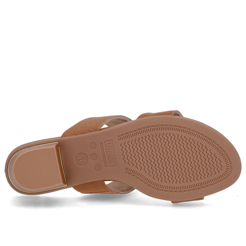 Tamanco Marrom Couro Textura Tiras Marrom 5