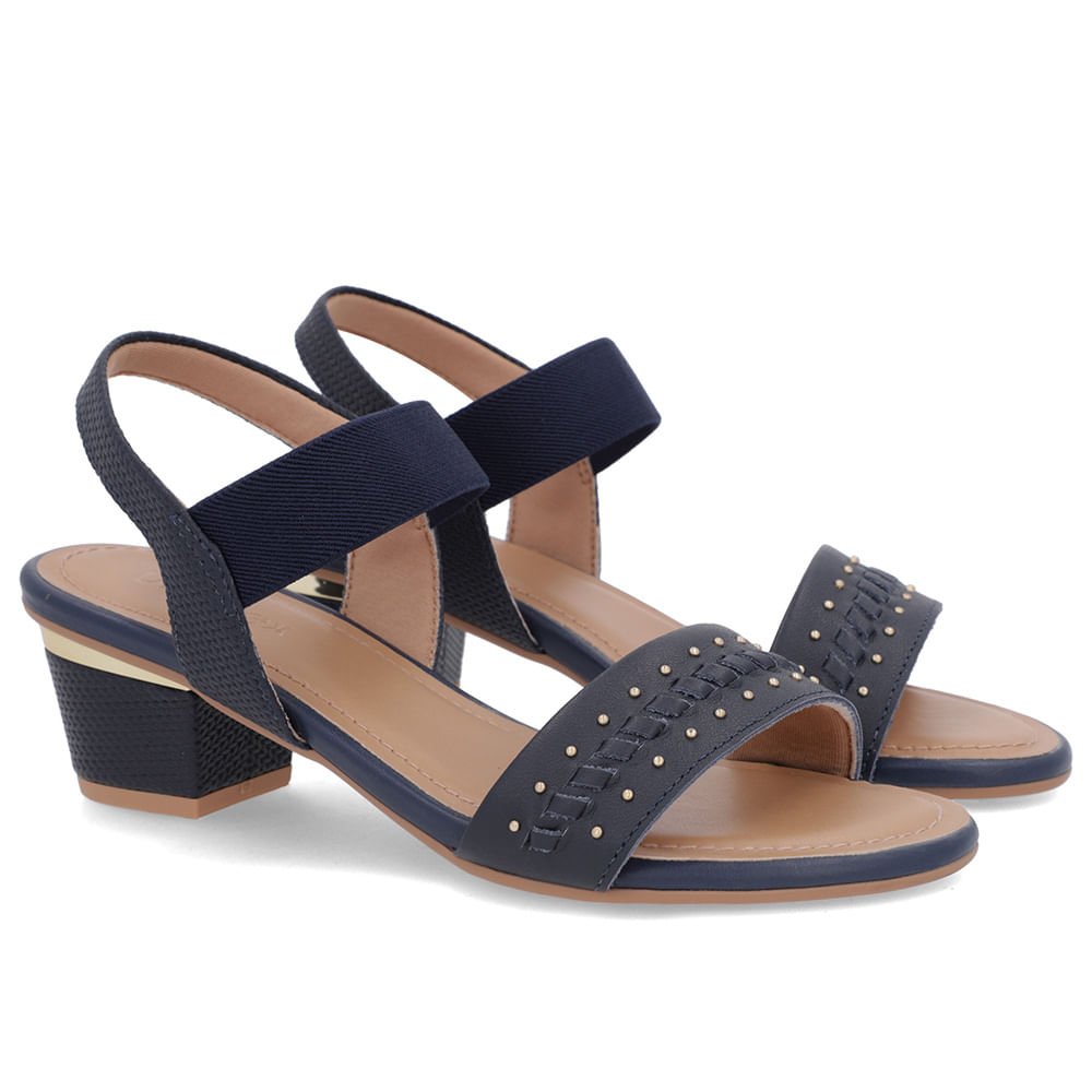 Sandália Azul Couro Salto Bloco Detalhe Salto Azul 2