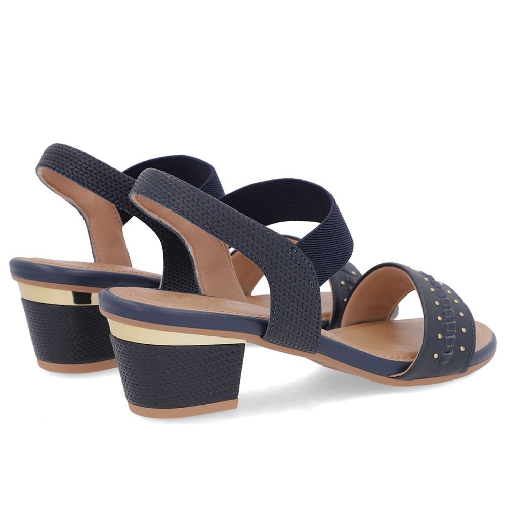 Sandália Azul Couro Salto Bloco Detalhe Salto Azul 3