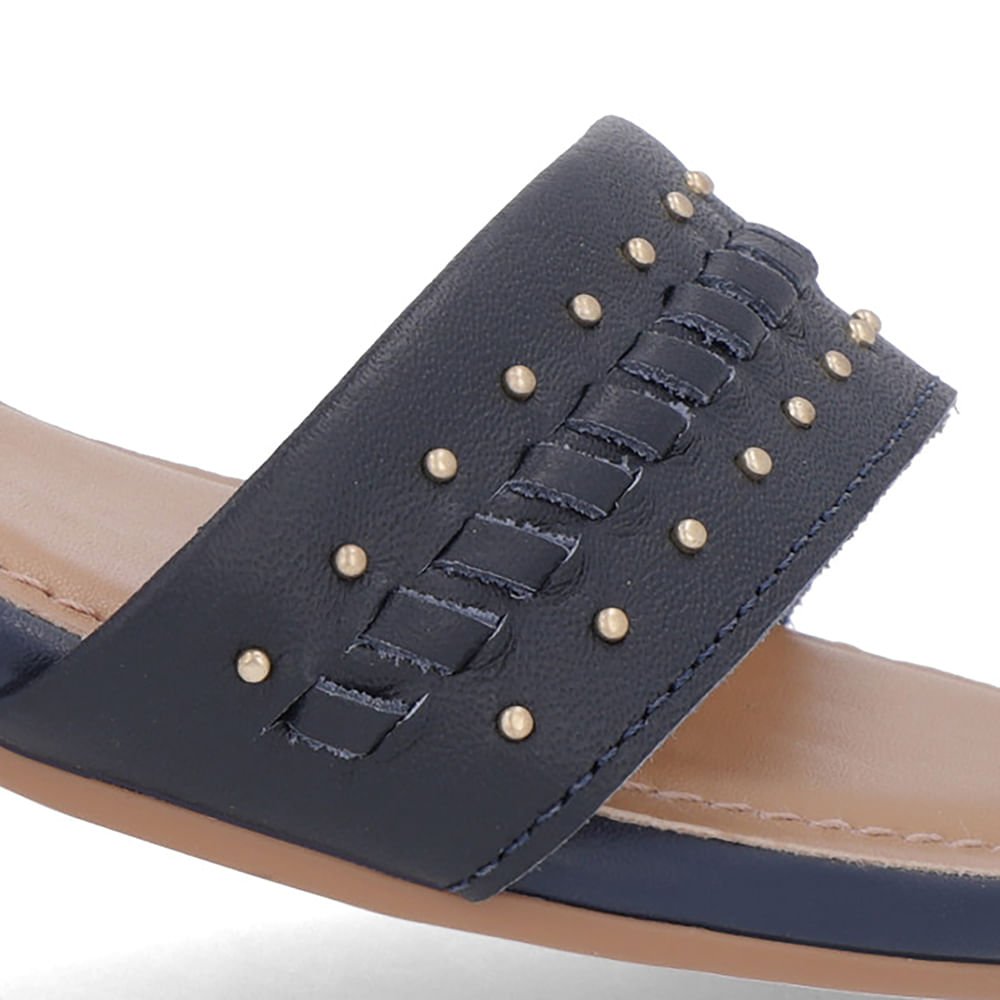 Sandália Azul Couro Salto Bloco Detalhe Salto Azul 4