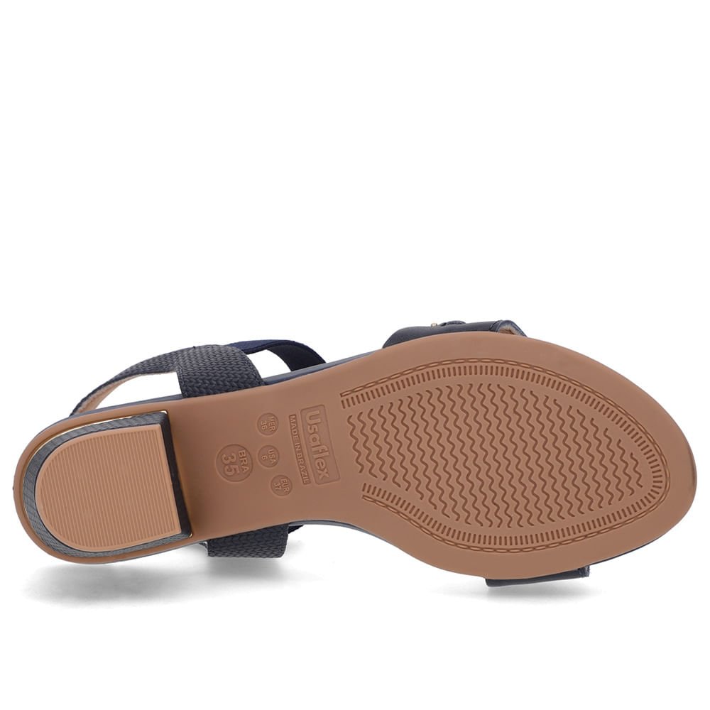 Sandália Azul Couro Salto Bloco Detalhe Salto Azul 5