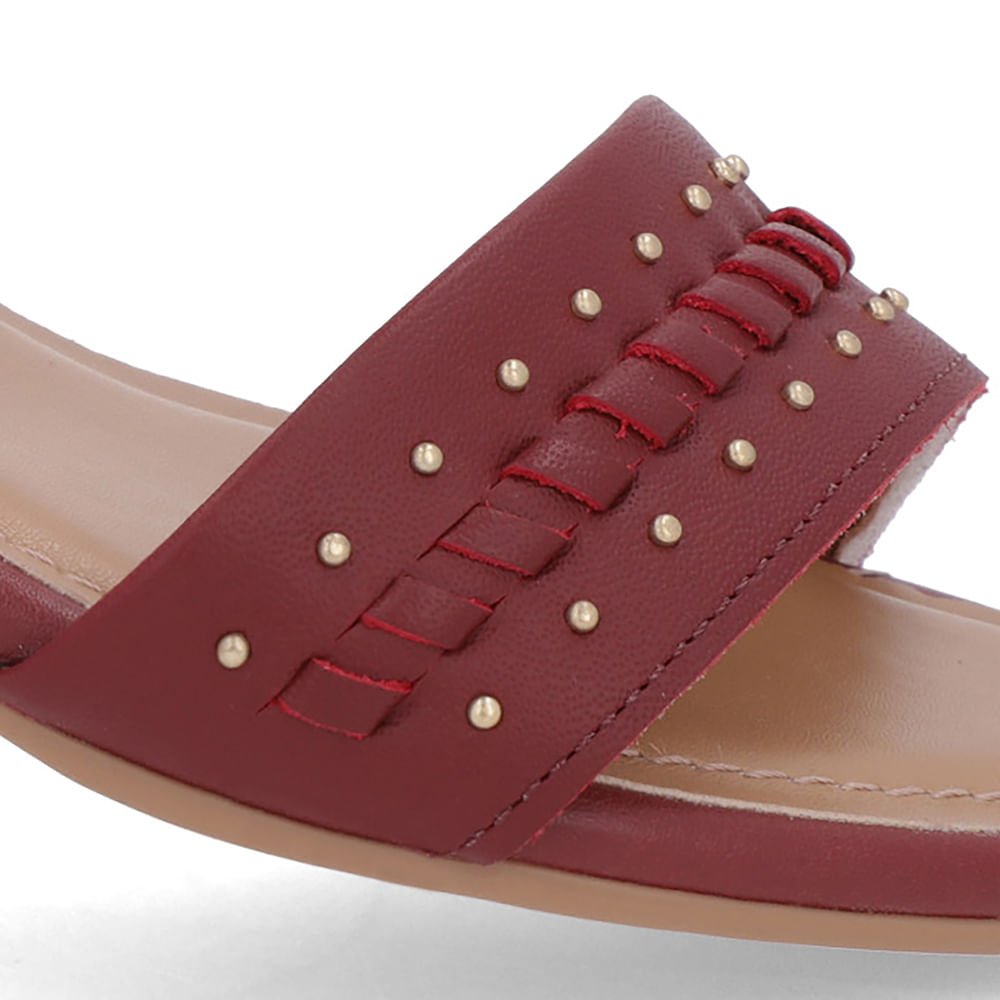 Sandália Vermelha Couro Salto Bloco Detalhe Salto Vermelho 4