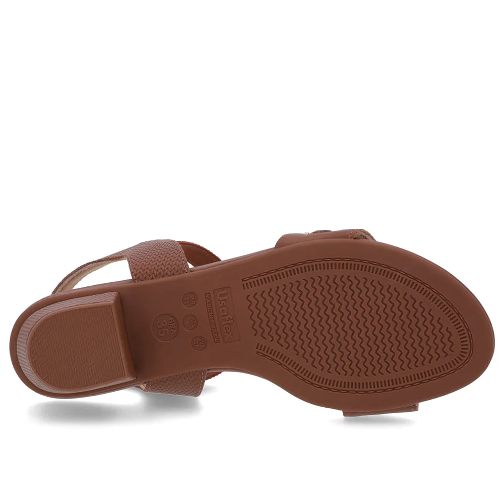 Sandália Marrom Couro Salto Bloco Detalhe Salto Marrom 5