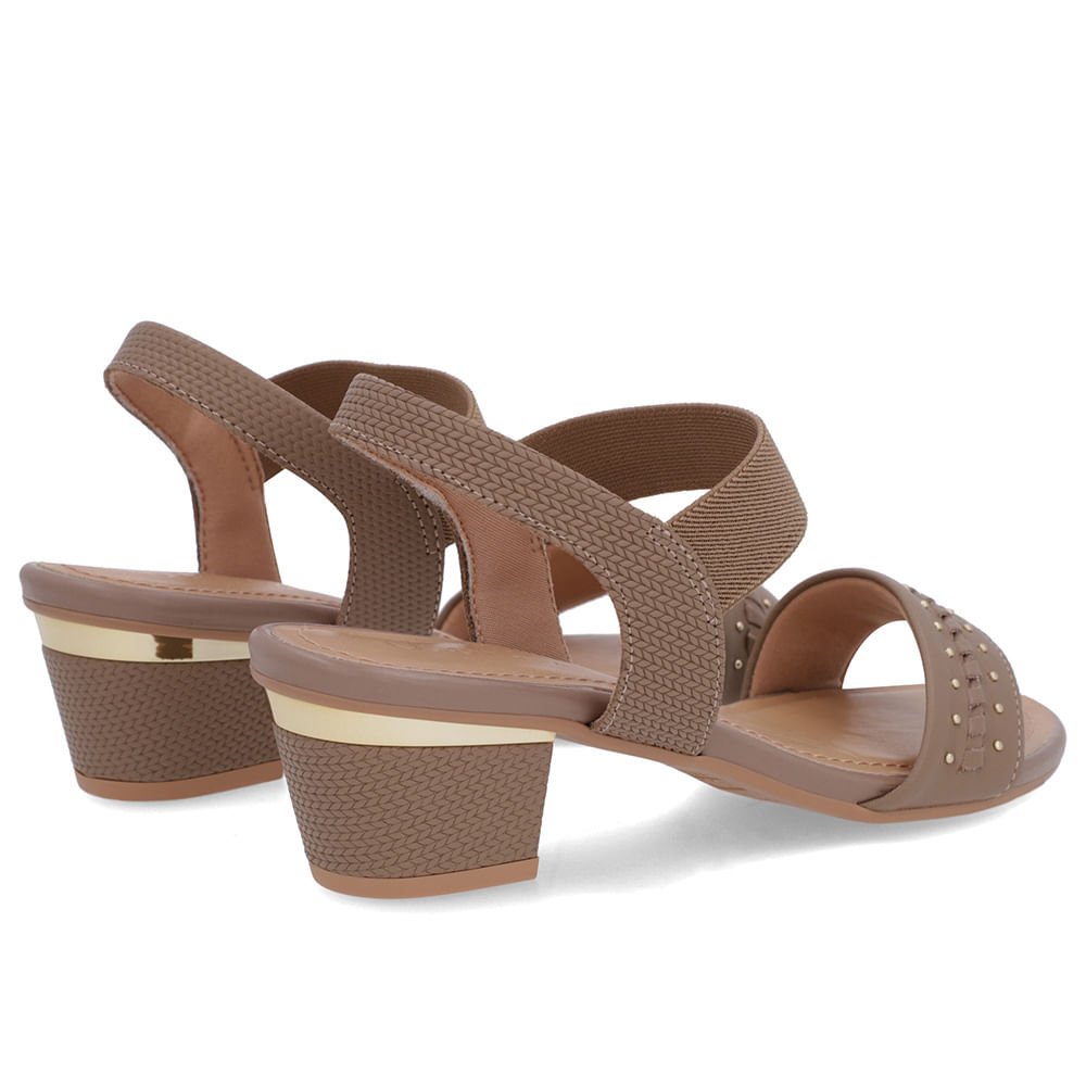 Sandália Marrom Couro Salto Bloco Detalhe Salto Marrom 3