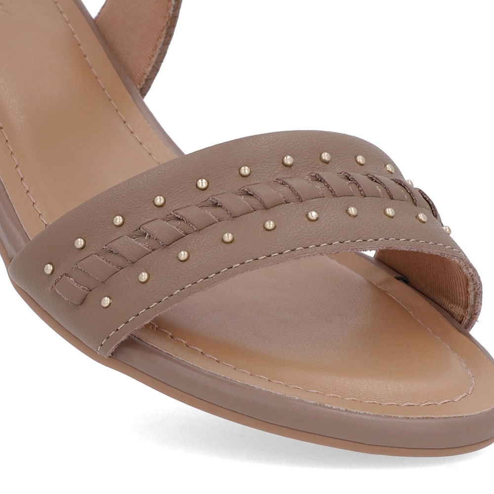 Sandália Marrom Couro Salto Bloco Detalhe Salto Marrom 4