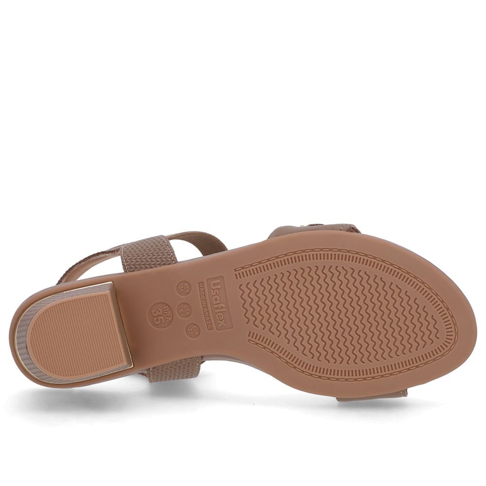 Sandália Marrom Couro Salto Bloco Detalhe Salto Marrom 5