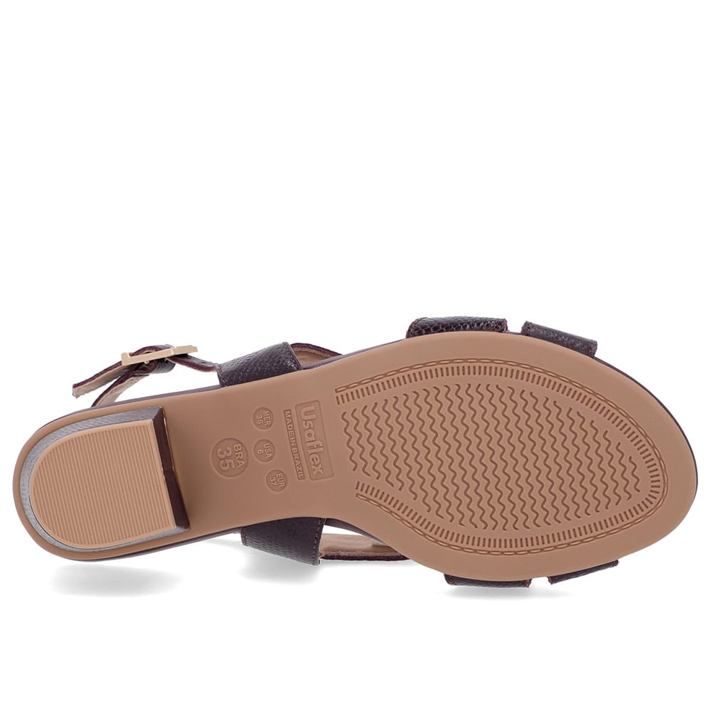 Sandália Couro Roxa Detalhe Dourado Roxo 5