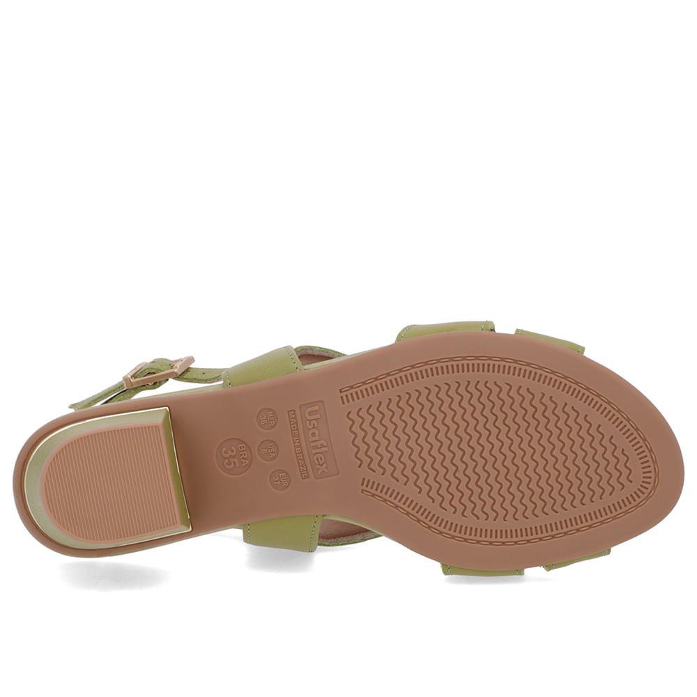 Sandália Couro Verde Detalhe Dourado Verde 5