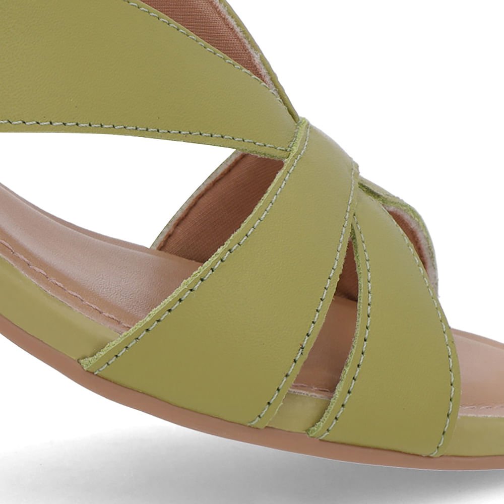 Sandália Couro Verde Detalhe Dourado Verde 4
