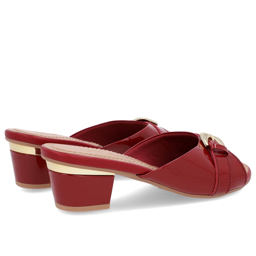 Tamanco Vermelho Couro Enfeite Vermelho 3