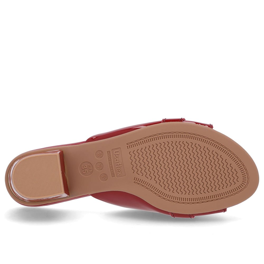 Tamanco Vermelho Couro Enfeite Vermelho 5