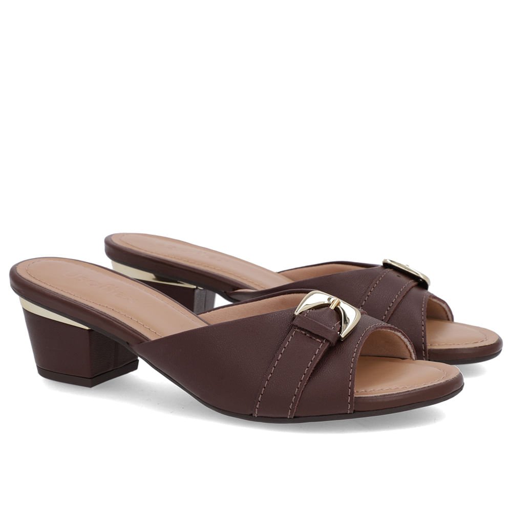 Tamanco Marrom Couro Enfeite Marrom 2