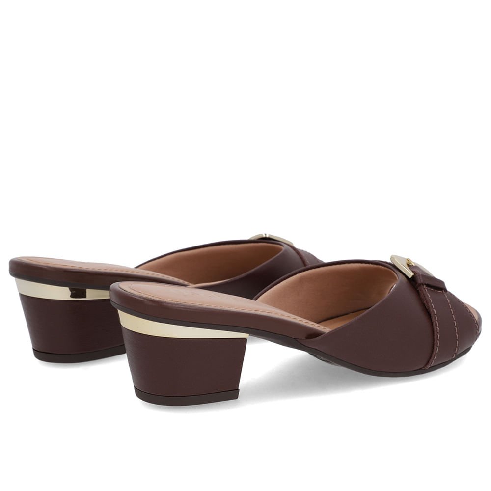 Tamanco Marrom Couro Enfeite Marrom 3