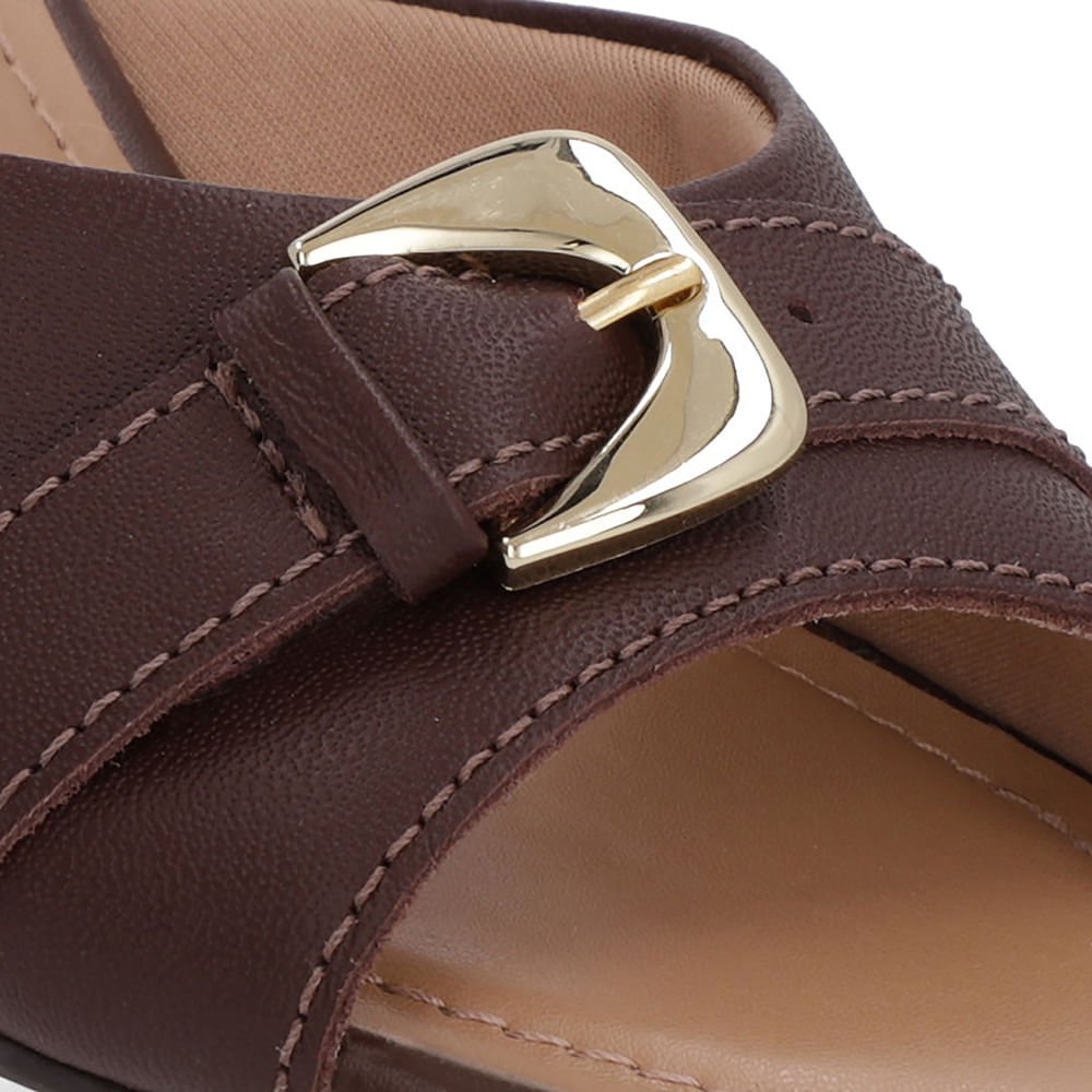 Tamanco Marrom Couro Enfeite Marrom 4