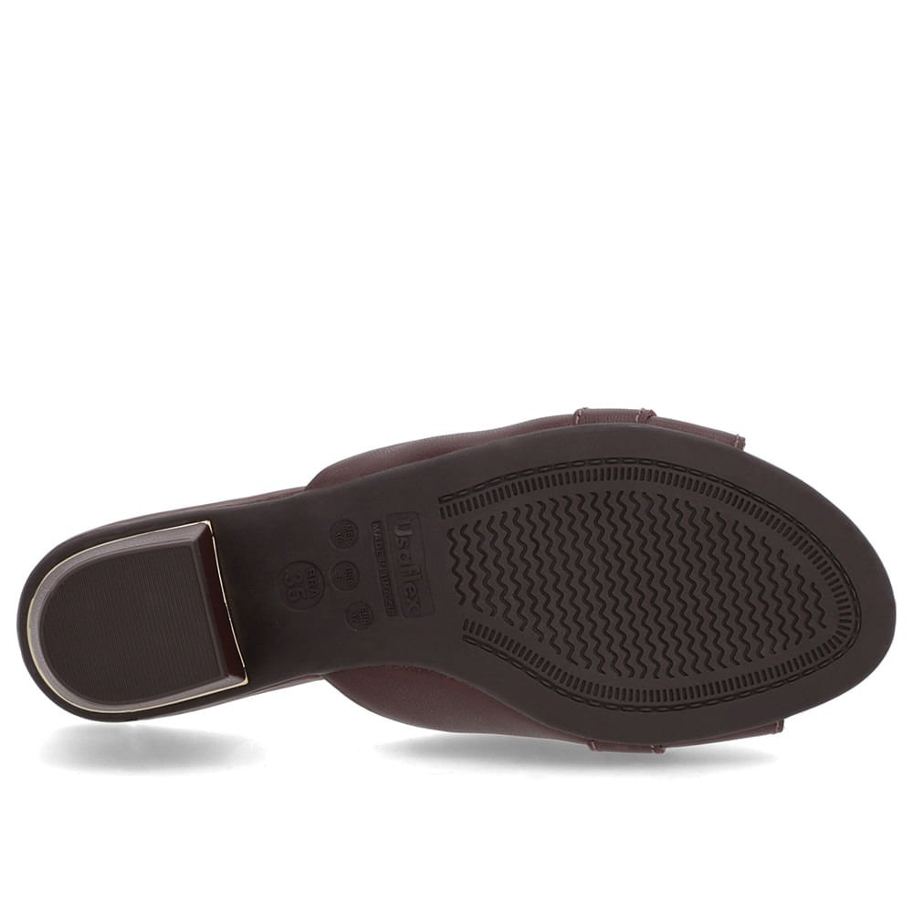 Tamanco Marrom Couro Enfeite Marrom 5