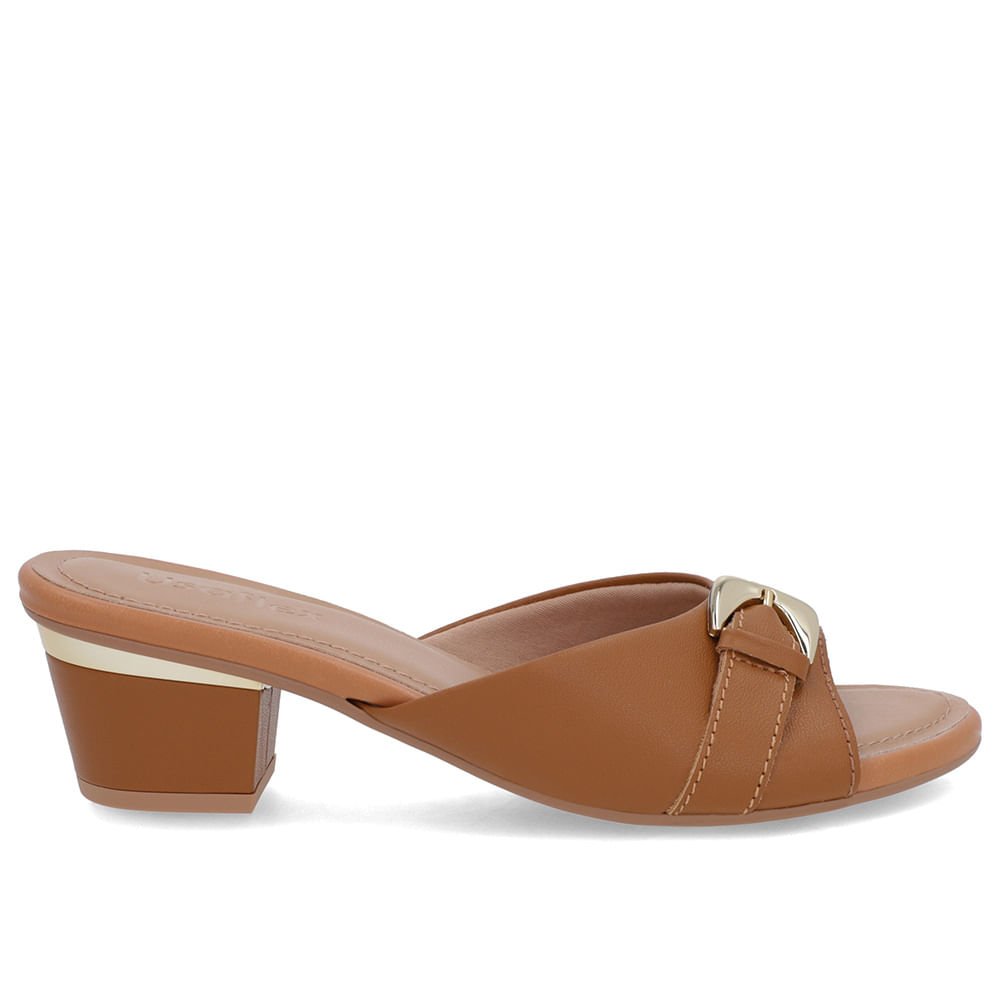 Tamanco Marrom Couro Enfeite