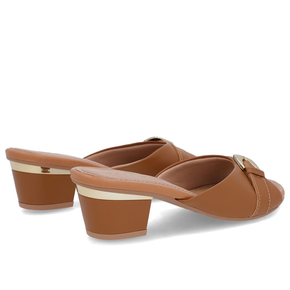 Tamanco Marrom Couro Enfeite Marrom 3