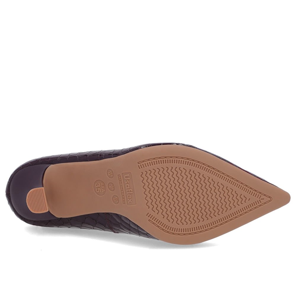 Scarpin Roxo Couro Bico Croco Fino Detalhe Recorte Roxo 5