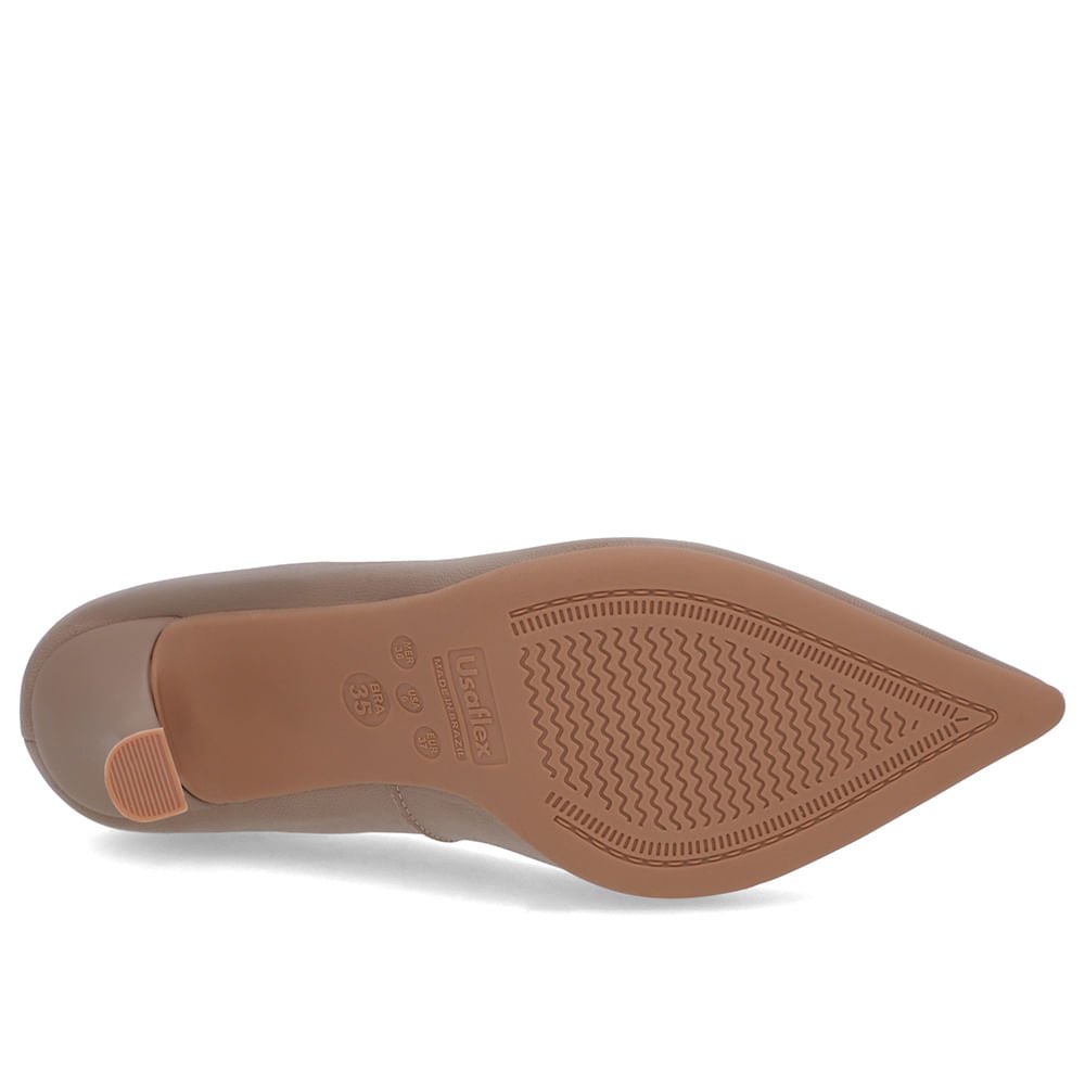 Scarpin Marrom Couro Bico Fino Detalhe Recorte Marrom 5