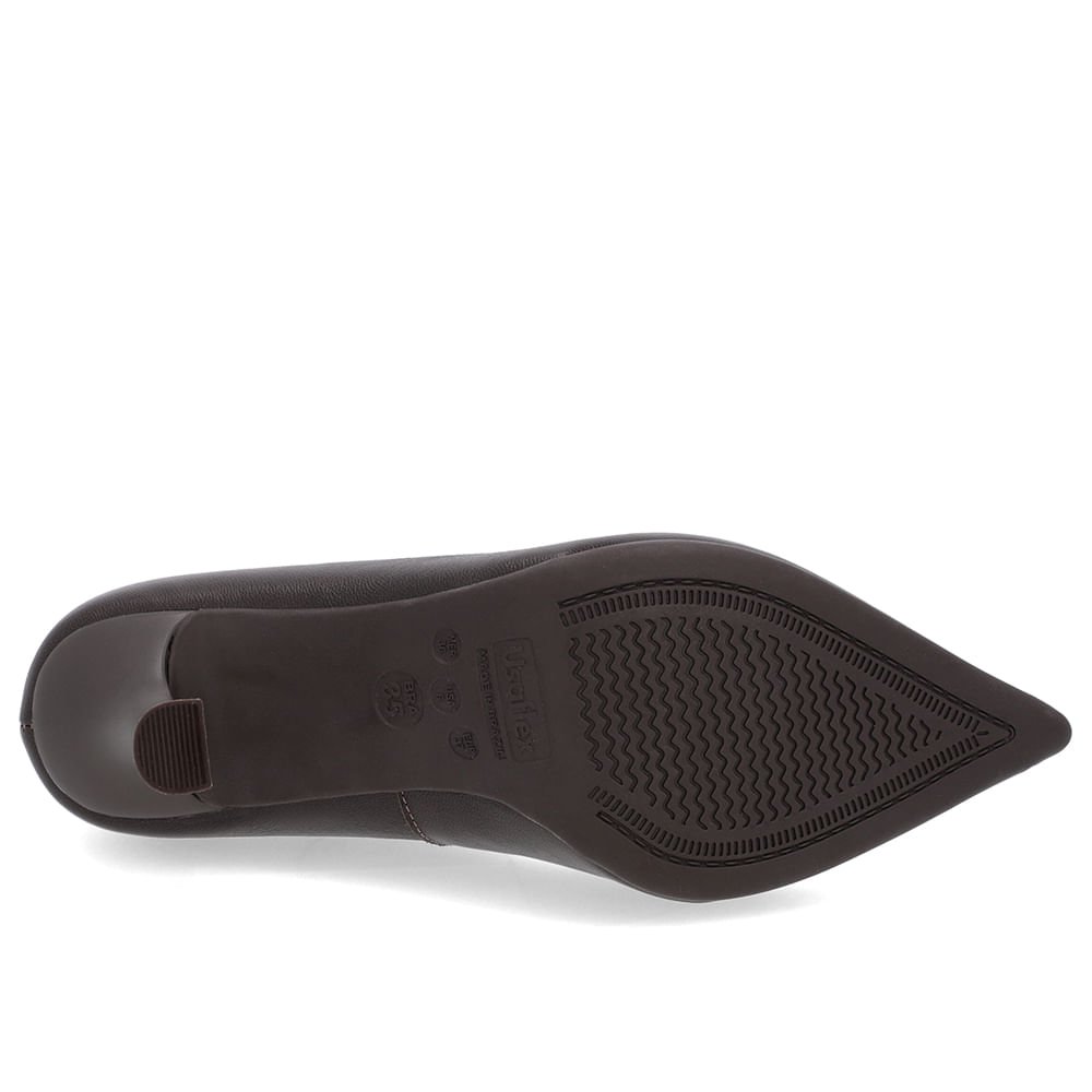 Scarpin Marrom Couro Bico Fino Detalhe Recorte Marrom 5