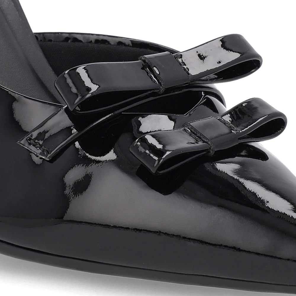 Slingback Preto Laço Verniz Preto 4
