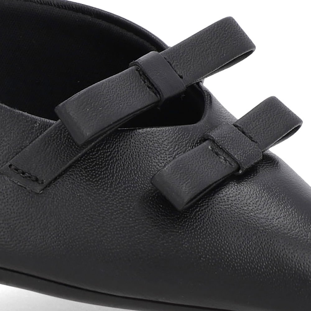 Slingback Preto Laço Couro Preto 4