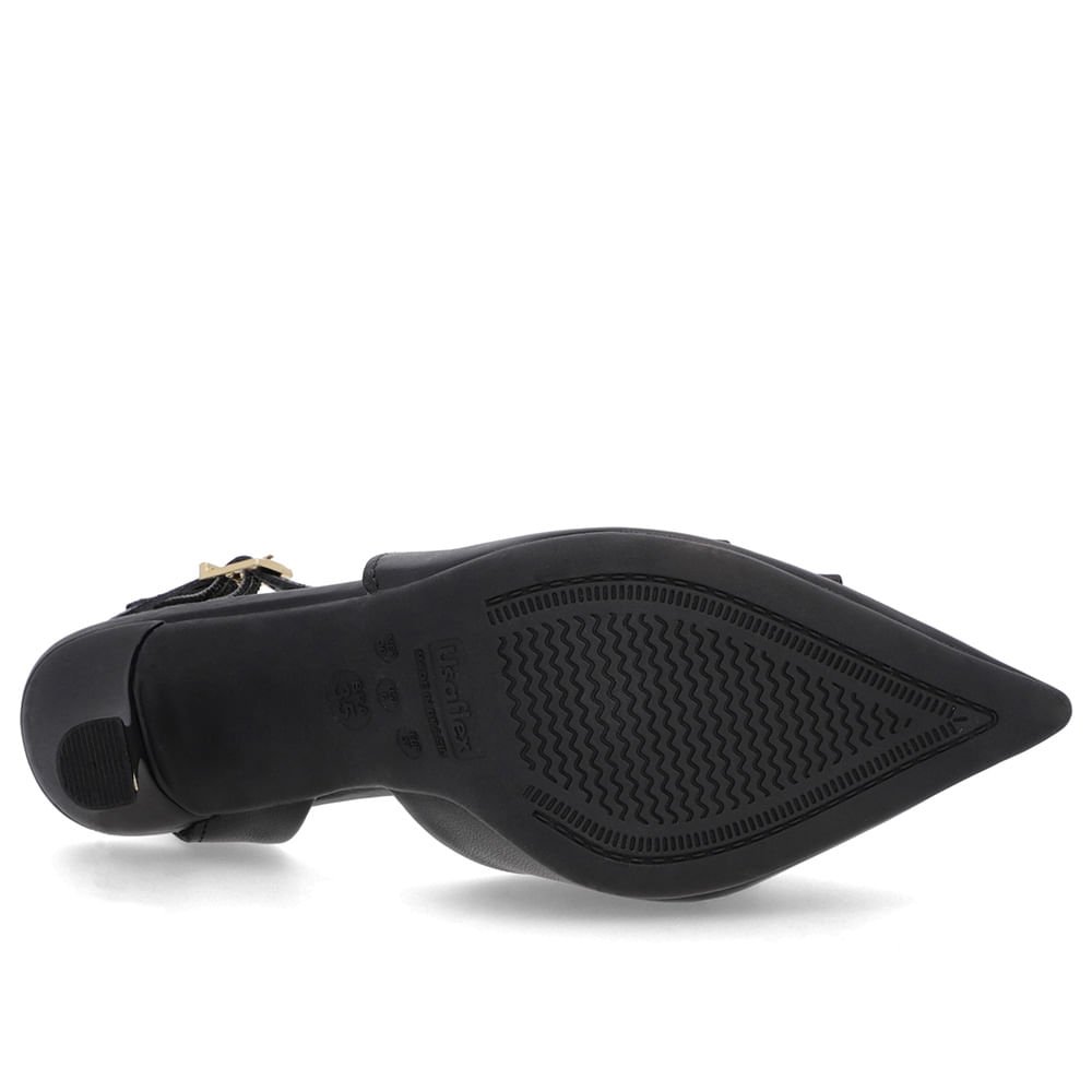 Slingback Preto Laço Couro Preto 5