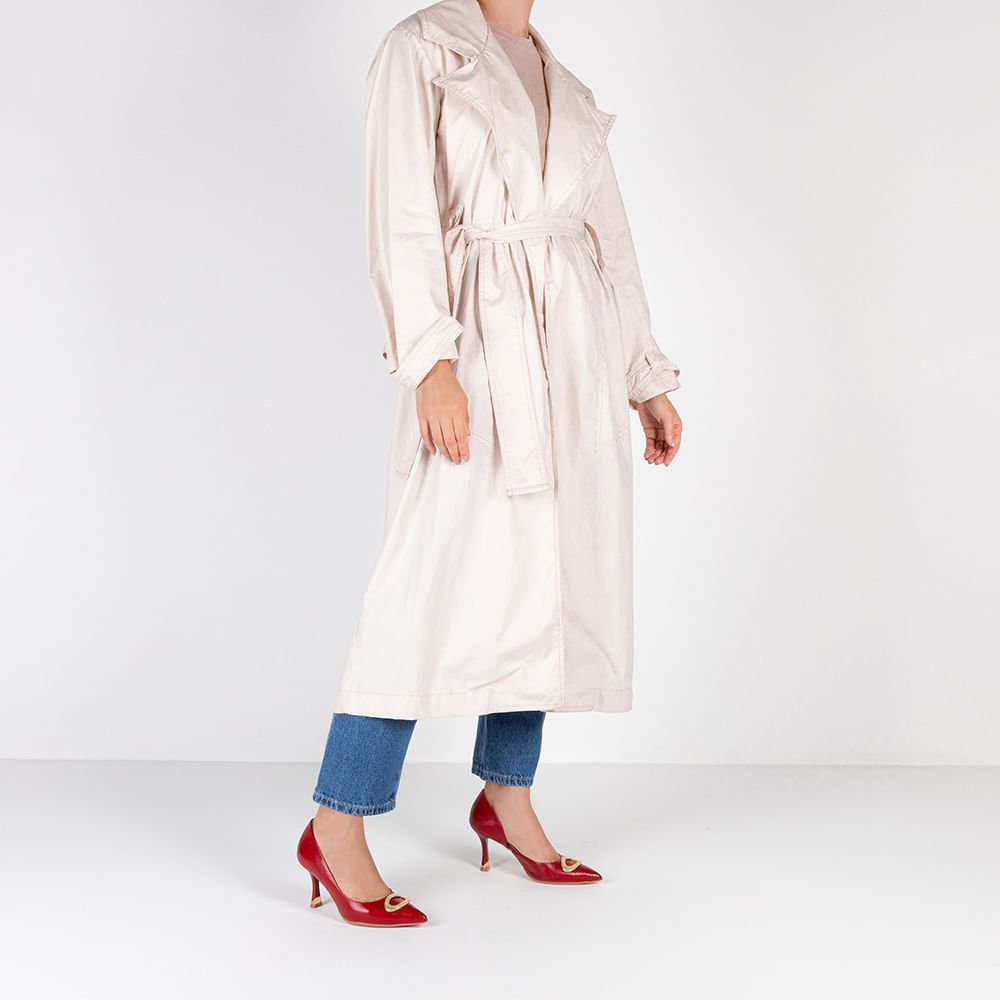 Scarpin Vermelho Couro Bico Fino Detalhe Salto Vermelho 4