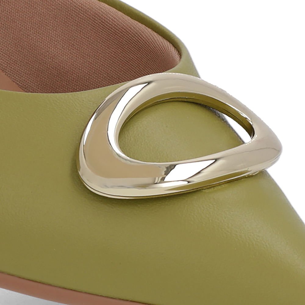 Scarpin Verde Couro Bico Fino Detalhe Salto Verde 4