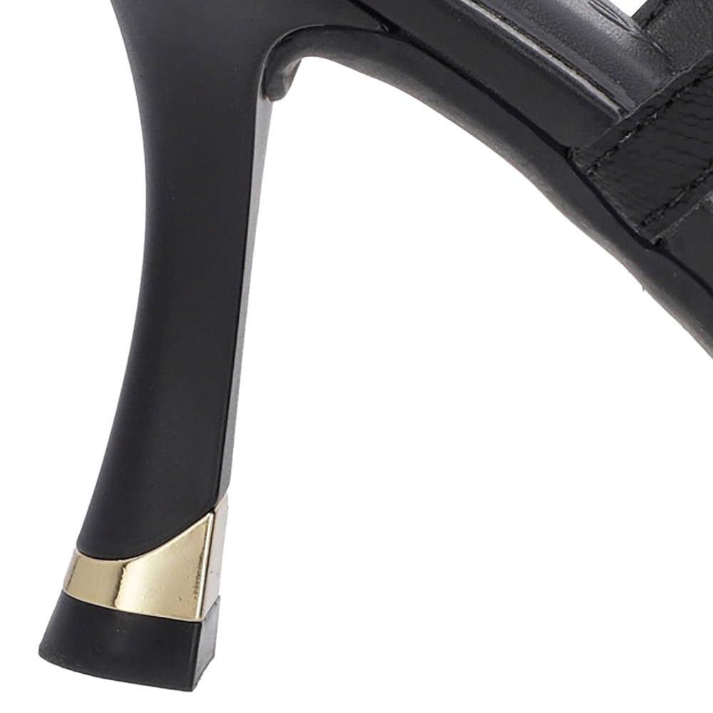 Slingback Preto Tira Lateral Couro Textura Preto 4