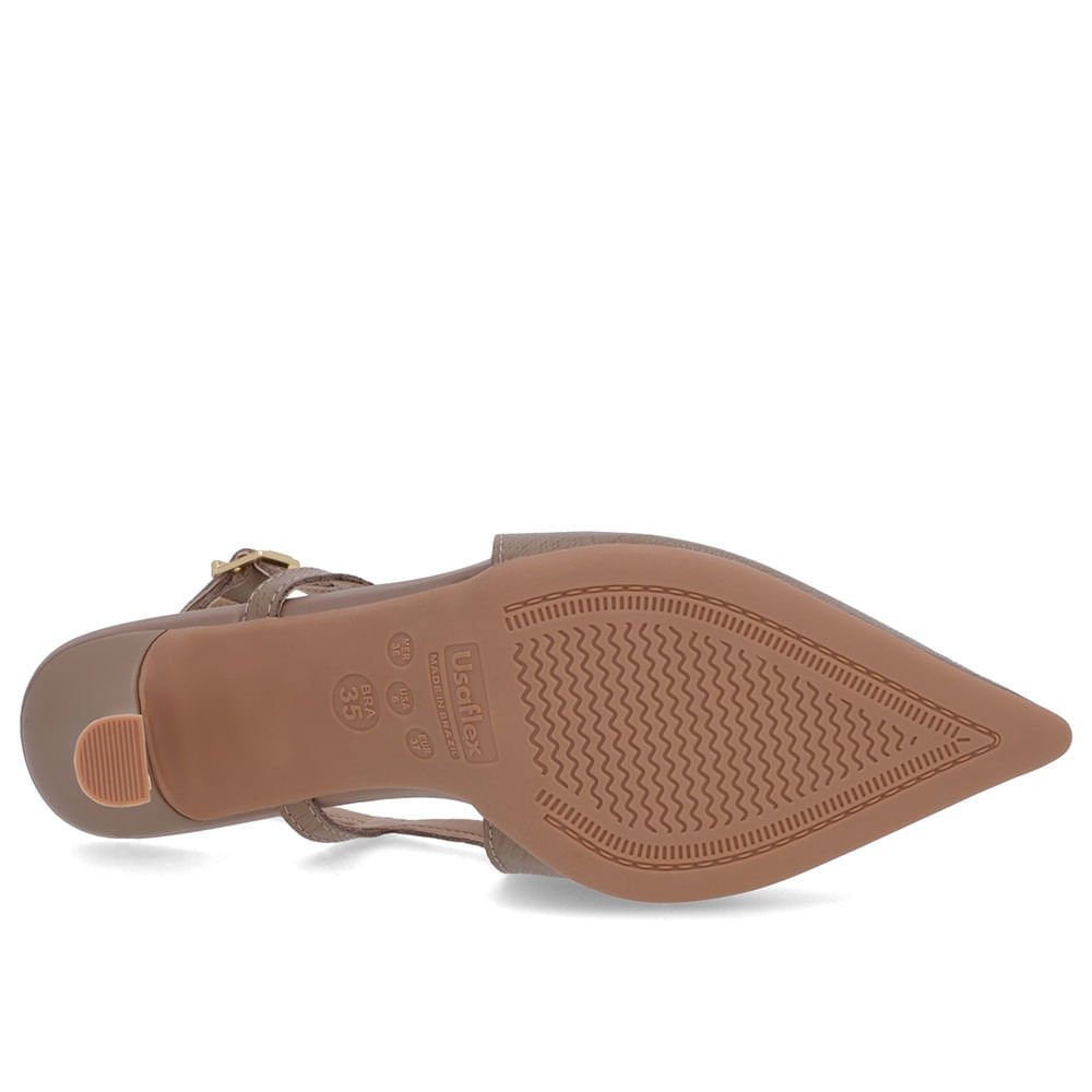 Slingback Marrom Tira Lateral Couro Textura Marrom 5