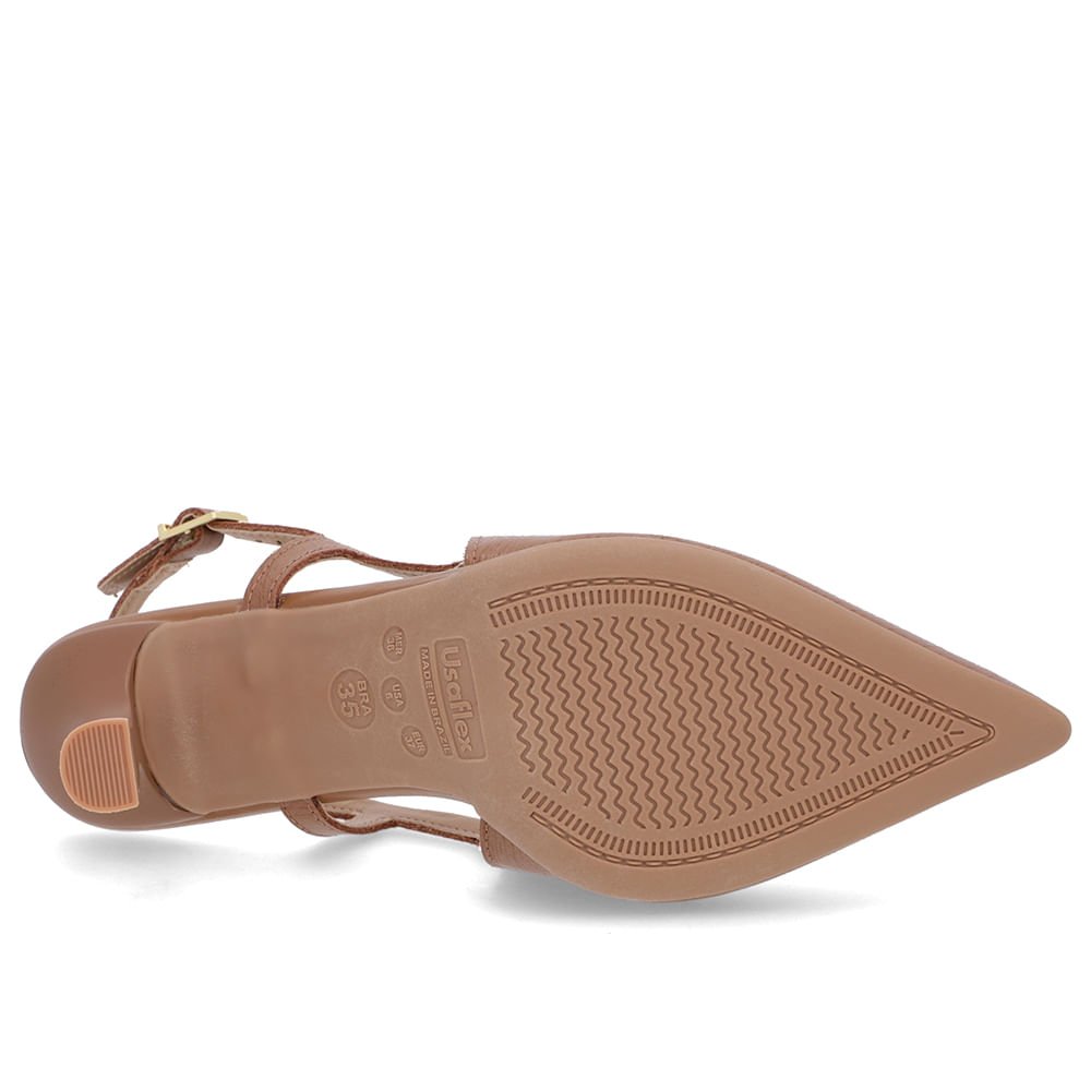 Slingback Marrom Tira Lateral Couro Textura Marrom 5