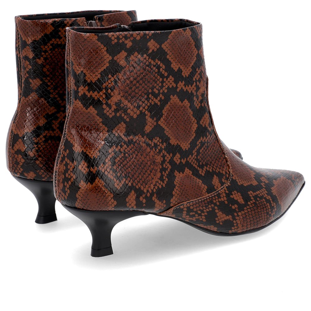 Bota Bico Fino Salto Kitten Animal Print Couro Animal Print 3