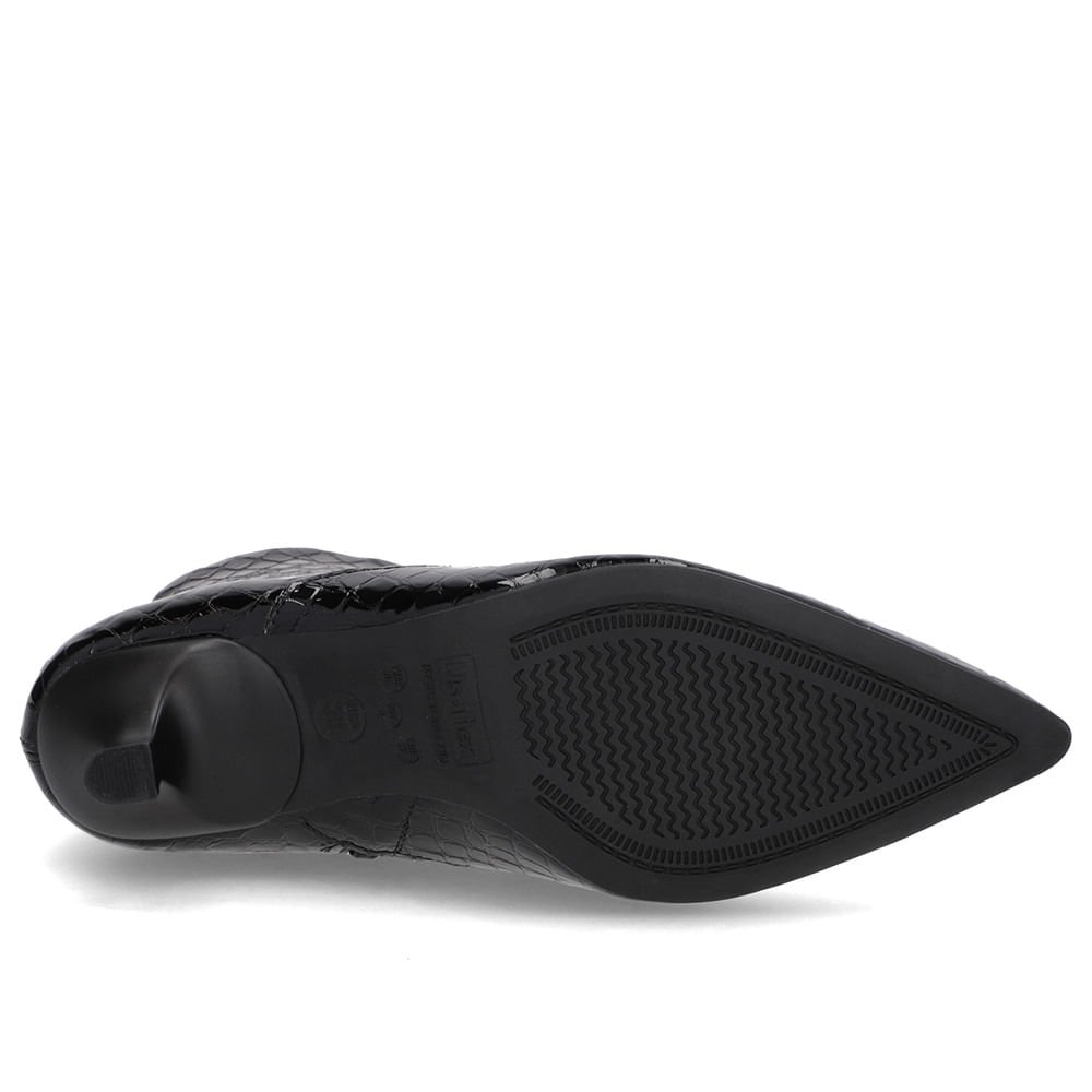 Bota Bico Fino Salto Kitten Preta Verniz Croco Preto 5