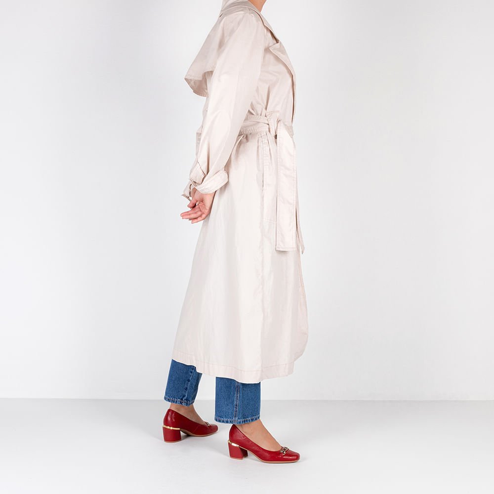 Scarpin Vermelho Couro Bico Quadrado Detalhe Salto Vermelho 4