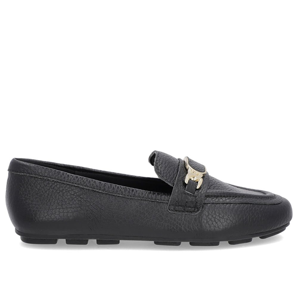 Loafer Preto Couro Textura Bridão