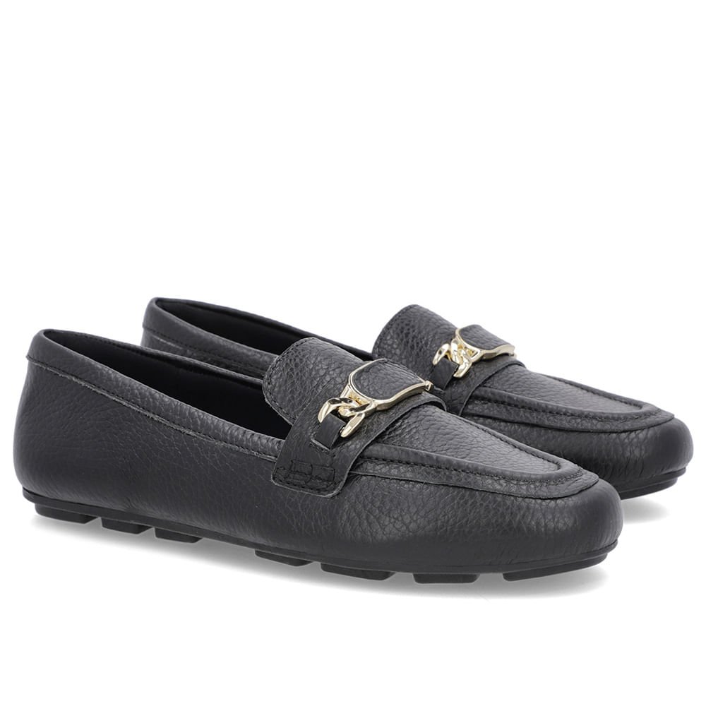 Loafer Preto Couro Textura Bridão Preto 2
