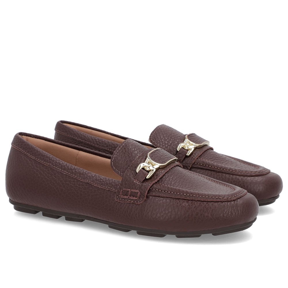 Loafer Marrom Couro Textura Bridão Marrom 2