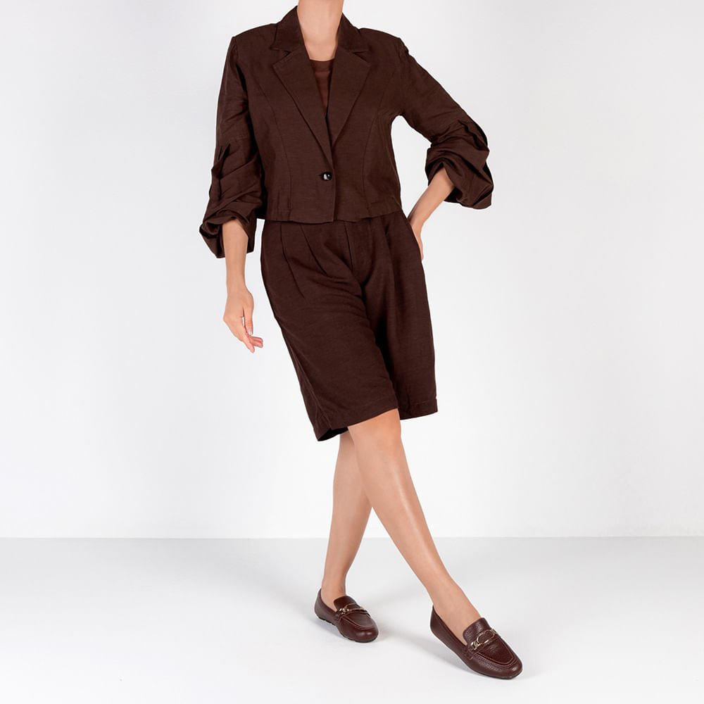 Loafer Marrom Couro Textura Bridão Marrom 4