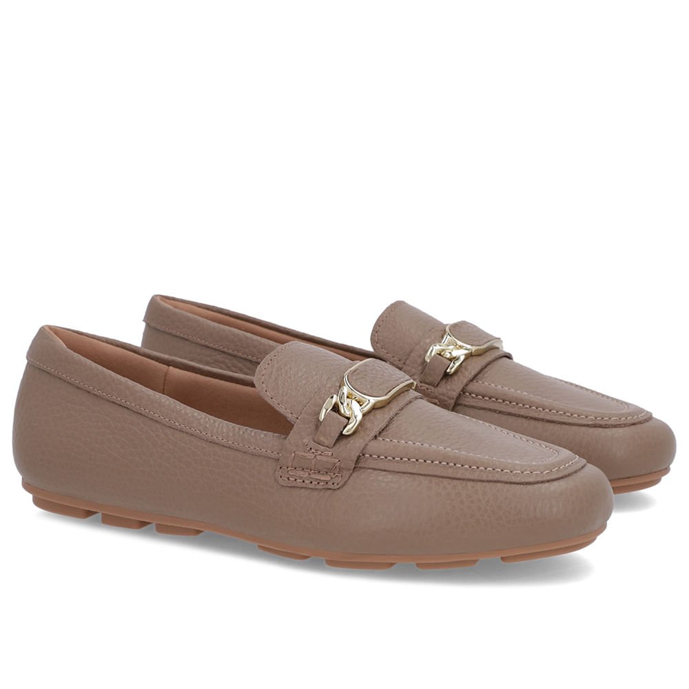 Loafer Marrom Claro Couro Textura Bridão Marrom 2