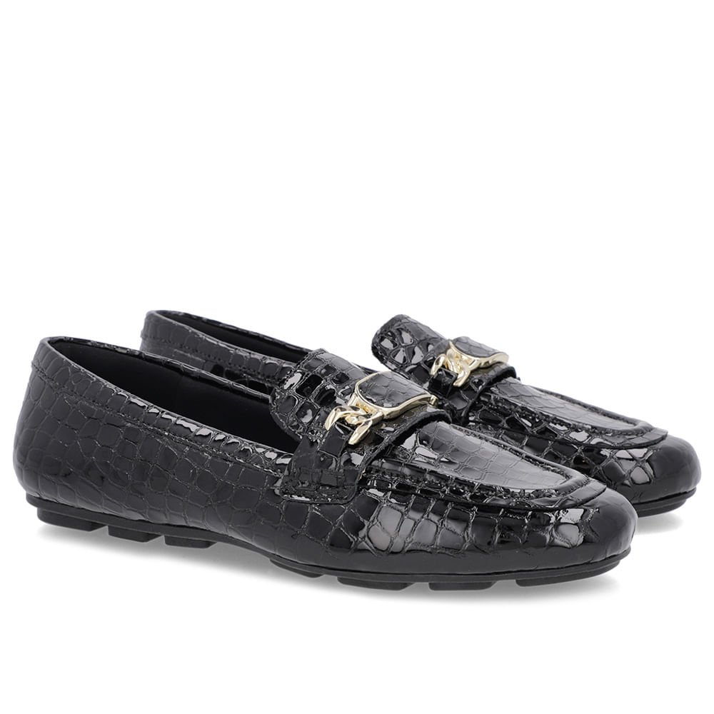 Loafer Preto Verniz Croco Bridão Preto 2
