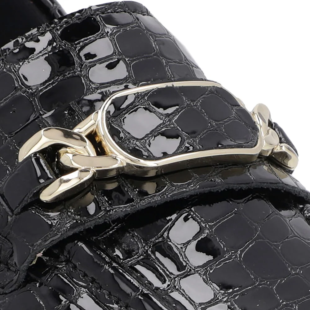 Loafer Preto Verniz Croco Bridão Preto 4