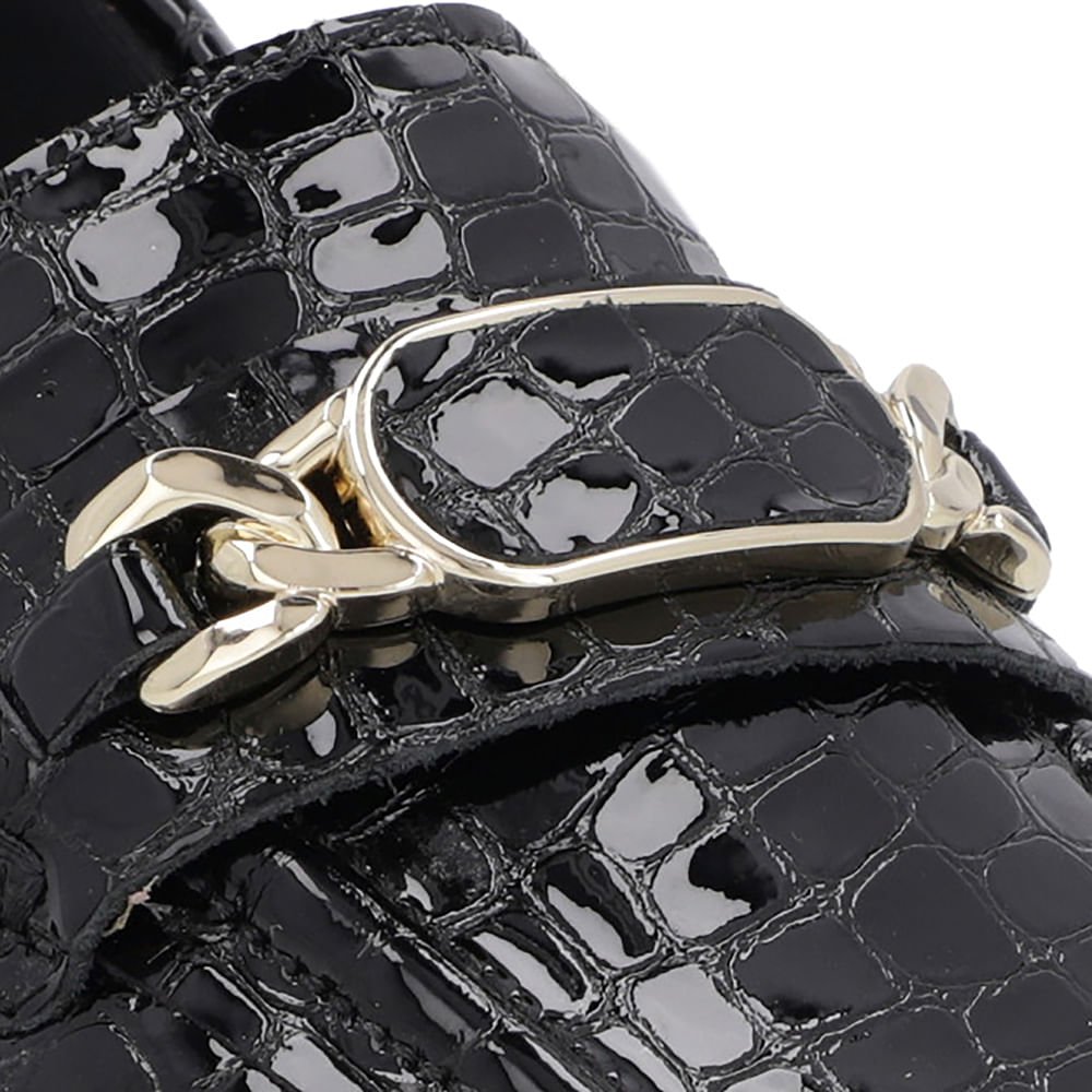 Loafer Preto Verniz Croco Bridão Preto 4