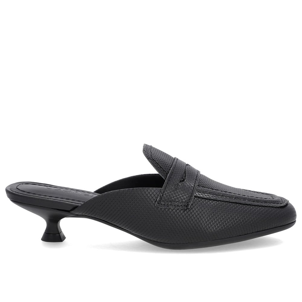 Mule Preta Couro Salto Kitten