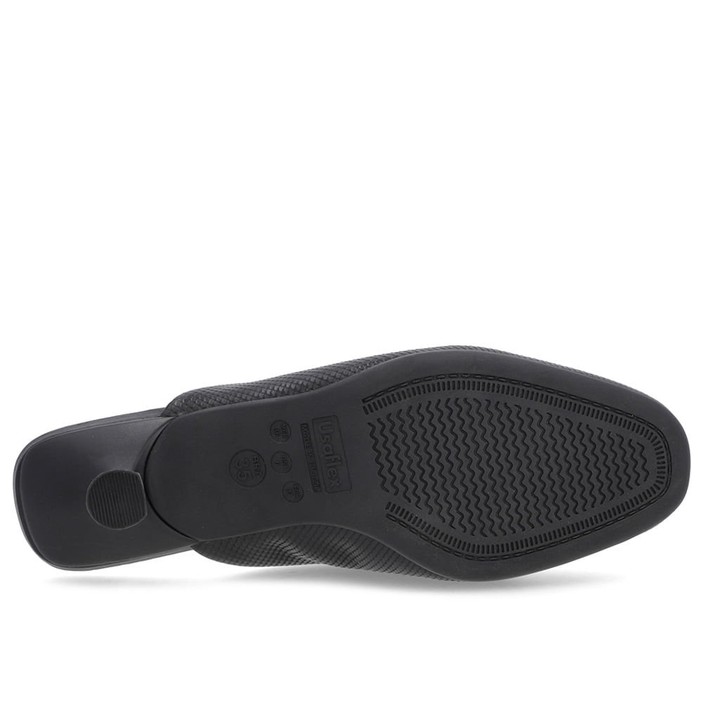 Mule Preta Couro Salto Kitten Preto 5