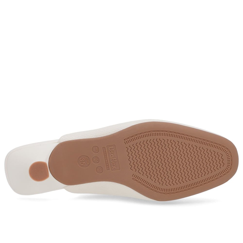 Mule Branca Marfim Couro Salto Kitten Branco 5