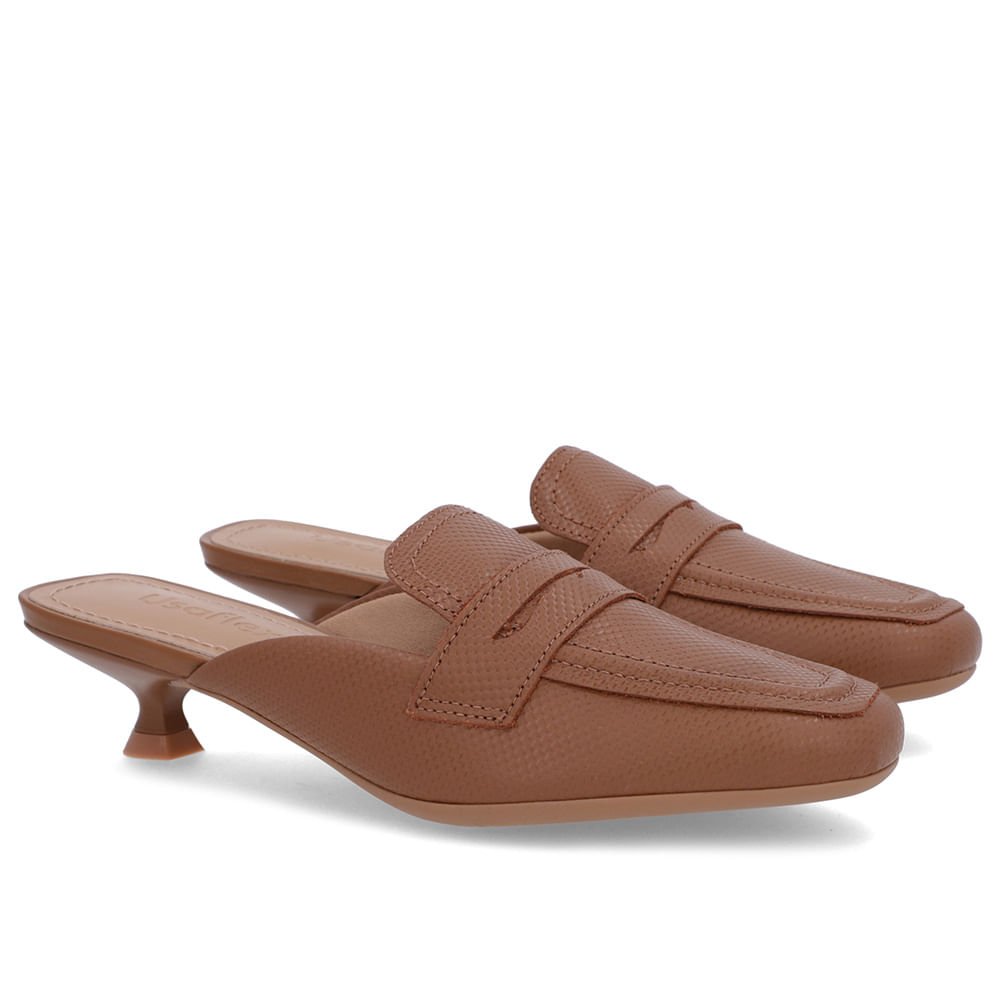 Mule Marrom Couro Salto Kitten Marrom 2